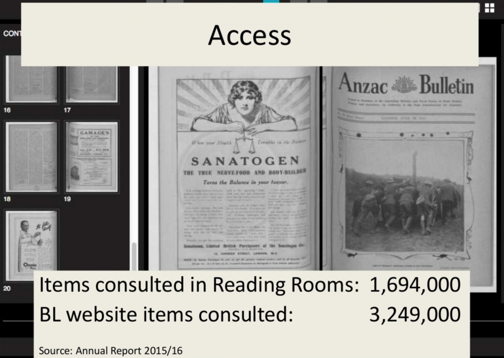 Mia Ridge, "Why do we digitise? 20 reasons in 20 pictures", http://www.slideshare.net/miaridge/why-do-we-digitise-20-reasons-in-20-pictures