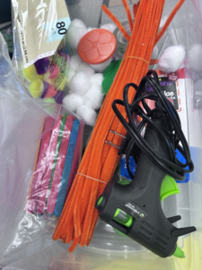 Storage container of different materials provided to students to create their data physicalizations.